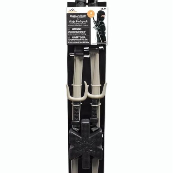 NEW 7pc Boys Complete Blue Ninja Halloween Costume W/ 5pc Ninja Knife Backpack - Picture 6 of 6